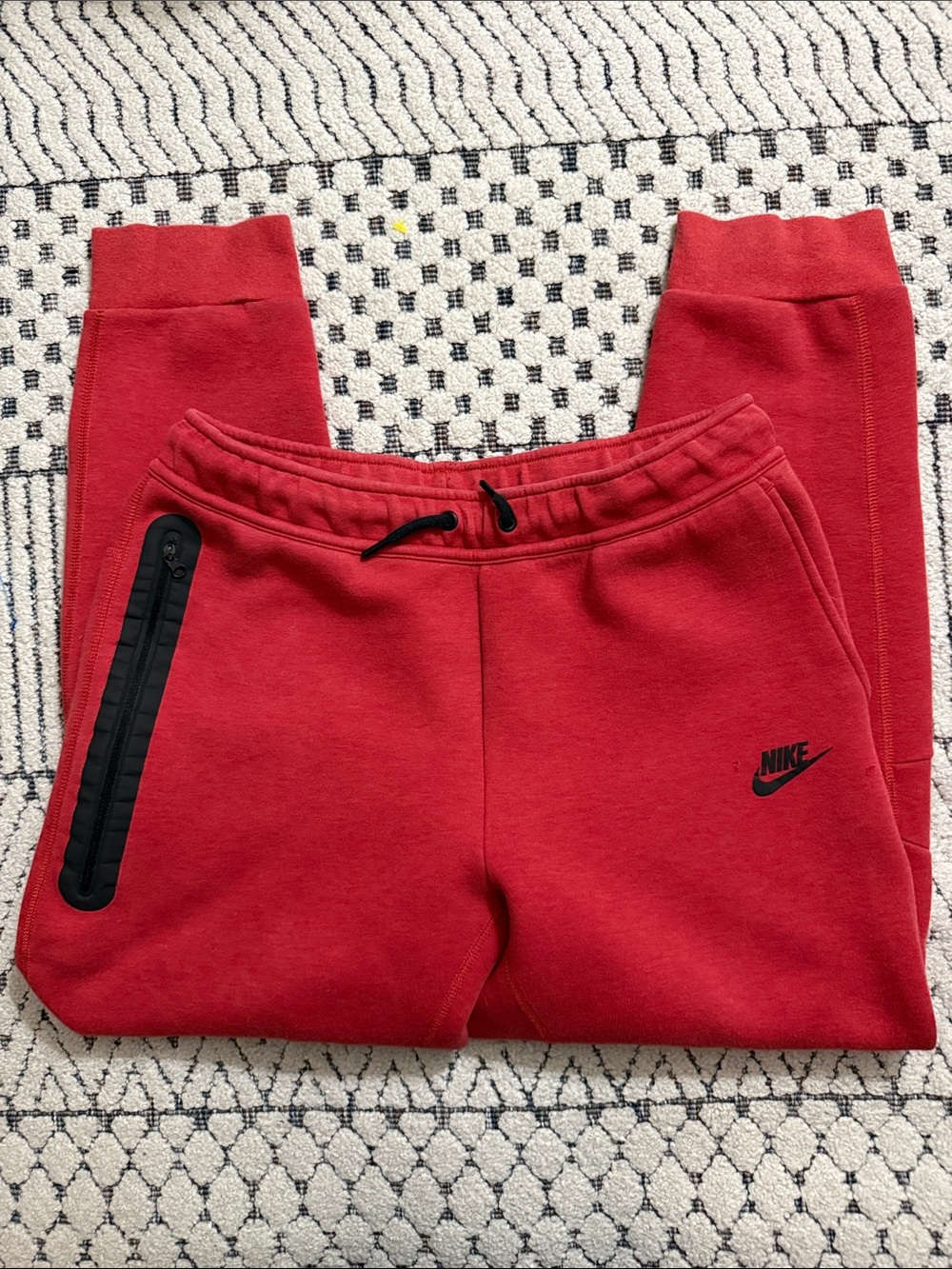 Nike Red Kids Fleece Joggers with Black Trim